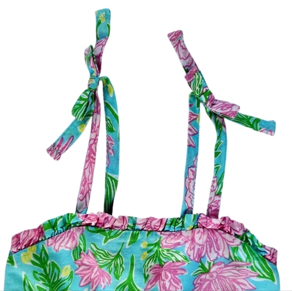 Tommy Bahama Girls Tropical - Hawaiian Linen Dress Pink-Green Sleeveless Size 6 - Picture 3 of 12